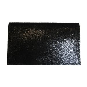 Porte-chéquier en cuir noir grain caviar