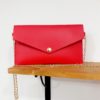 Pochette en cuir véritable rouge