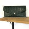 Petit sac en cuir style croco vert