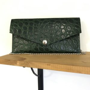 Petit sac en cuir style croco vert