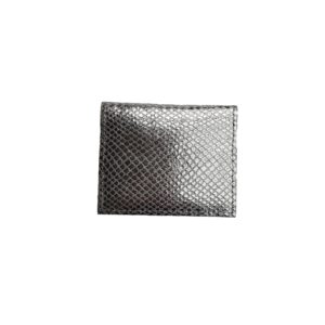 Porte cartes en cuir métallisé argent