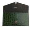 Sac pochette en cuir style croco vert