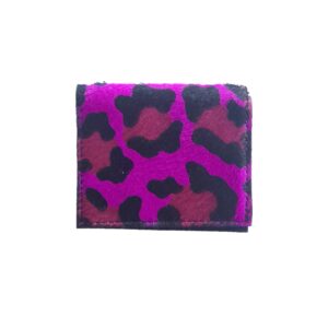 etui cartes cuir leopard rose