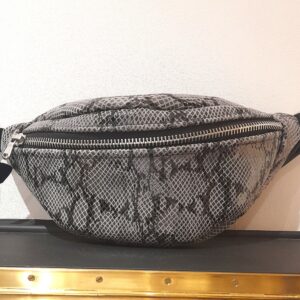 sac banane en cuir gris et noir